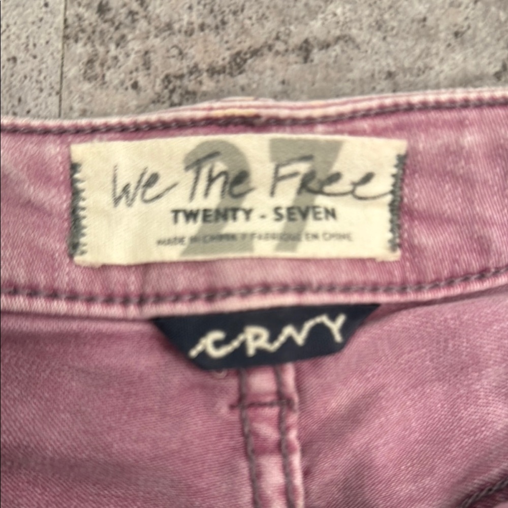 Free People We The Free Pink Jean Cutoff Shorts Distressed Frayed Hem - Picture 3 of 11